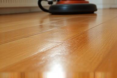 Image representing floor polishing and restoration service on hardwood floor